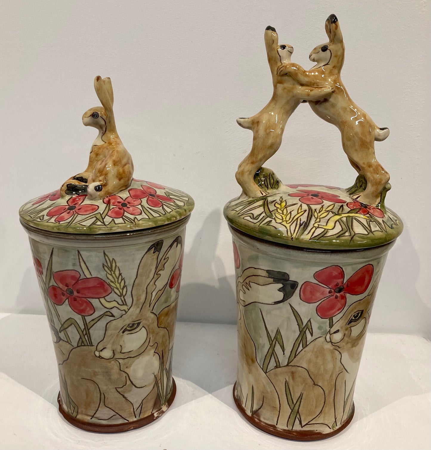 Large sitting Hare store jar decorated earthenware