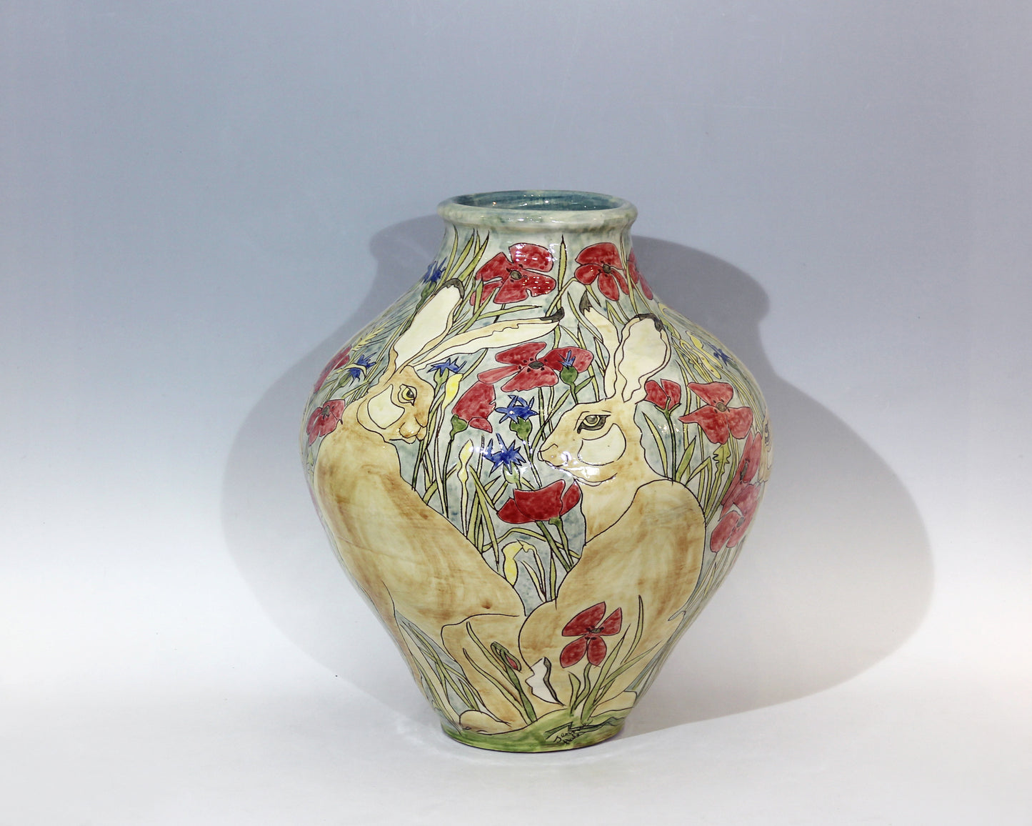 Large Vessel depicting  Hares in Poppy field