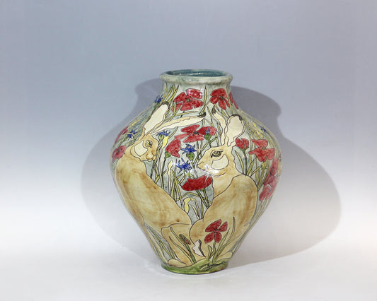 Large Vessel depicting  Hares in Poppy field