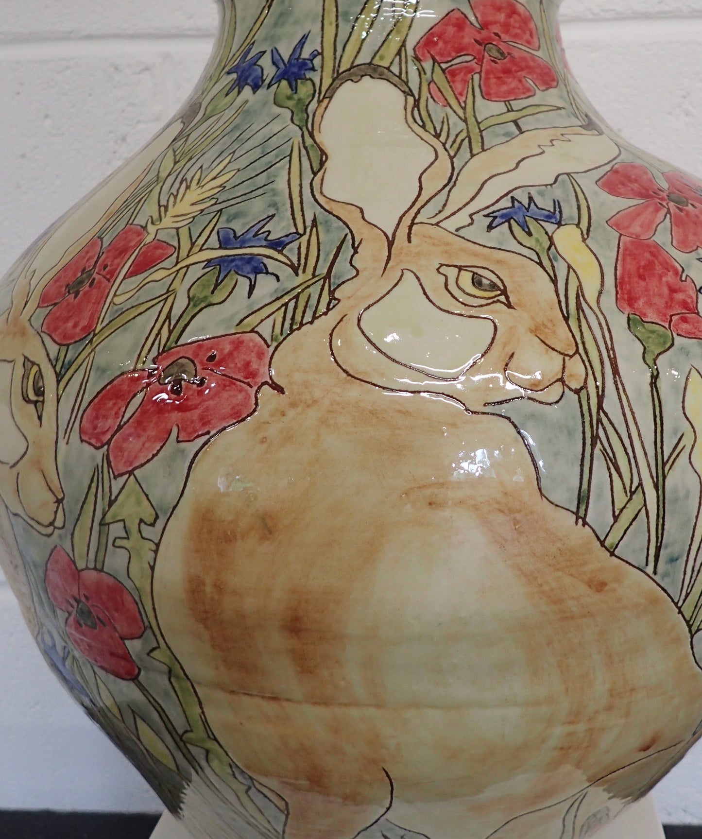 Large Vessel depicting  Hares in Poppy field